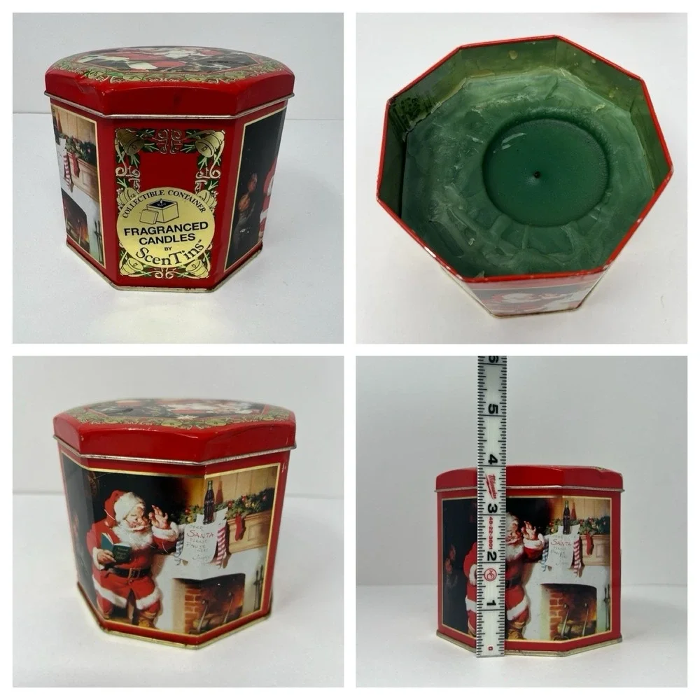 Scent Tins Fragranced Candle Bayberry Christmas Holiday Santa Claus Decor Gift